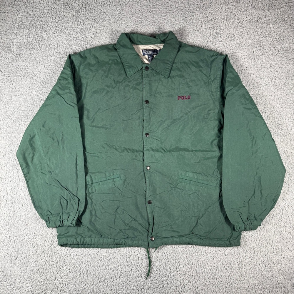 Vintage Polo Ralph Lauren Jacket Size XL Collegiate Spellout Logo Coaches 90s